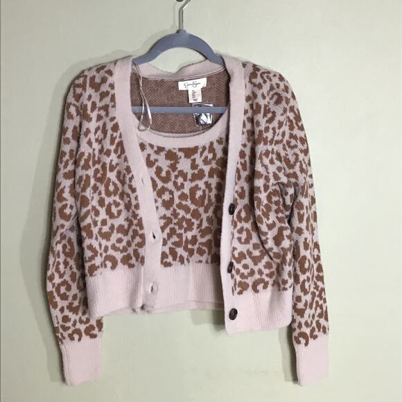 Jessica Simpson Women’s Cheetah Print Cropped Sweater/ Tank Set Size Sm. NWT - Picture 4 of 9